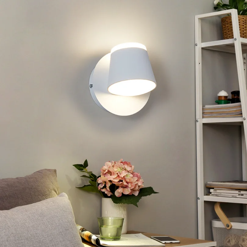 

Led Wall Lamps Bedroom Bedside Hotel Rotate Sconce Light Fixtures Decoration Modern Background Reading Lighting Home Decor Small