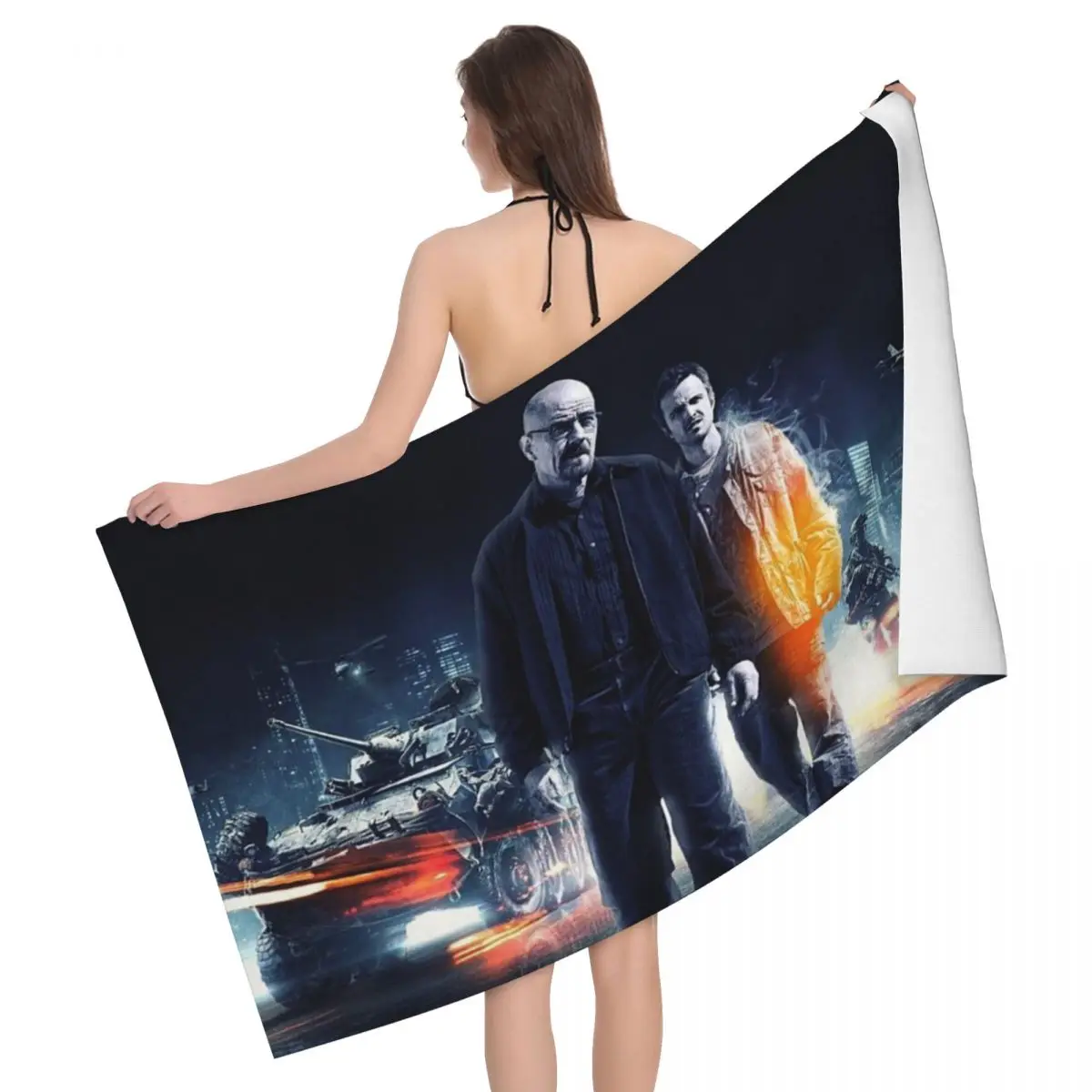 Custom Breaking Bad Jesse Pinkman Walter  Linen Microfiber Beach  Towel Quick Drying TV Show Heisenberg Bathroom Sauna Towels