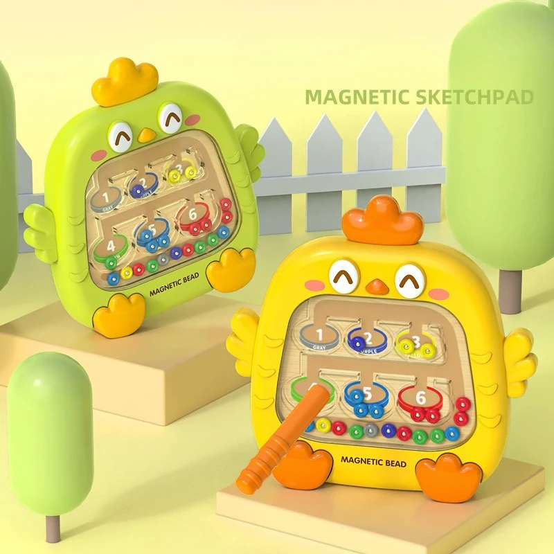 

Montessori Sorting Games Pen Moving Magnetic Beads Color Number Maze Drawing Graffiti Board Game Fine Motor Skills Educational