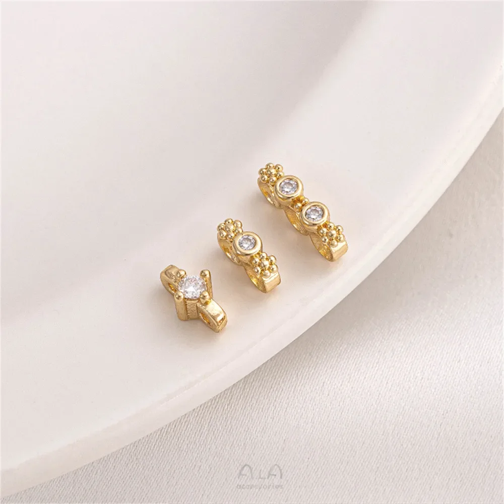 Accesorio de partición de cuentas de mijo de doble fila recubierto de oro de 14K, partición de doble agujero, Material de joyería de pulsera de cuentas hecho a mano DIY