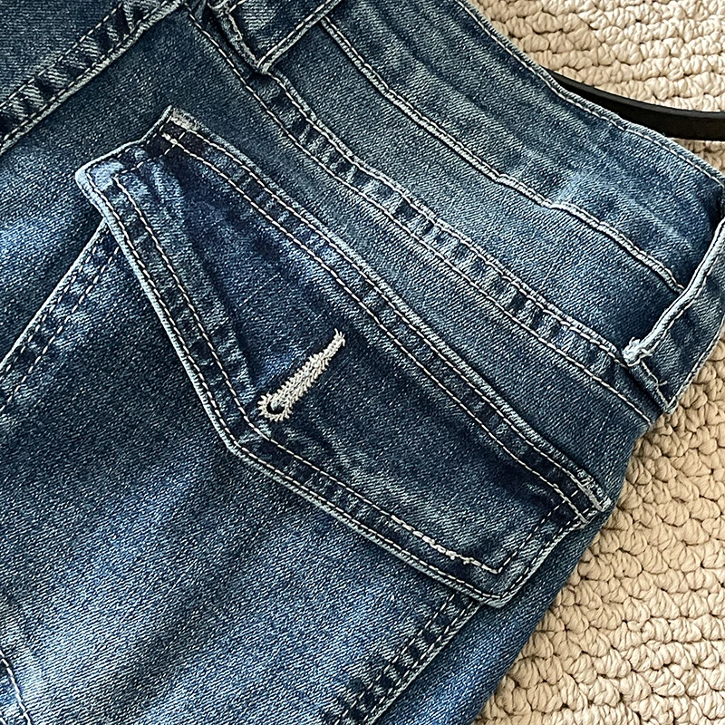 

Винтажные темно-синие дизайнерские джинсовые брюки с высокой талией, мягкие эластичные расклешенные джинсы, женские весенне-осенние джинсовые брюки до щиколотки
