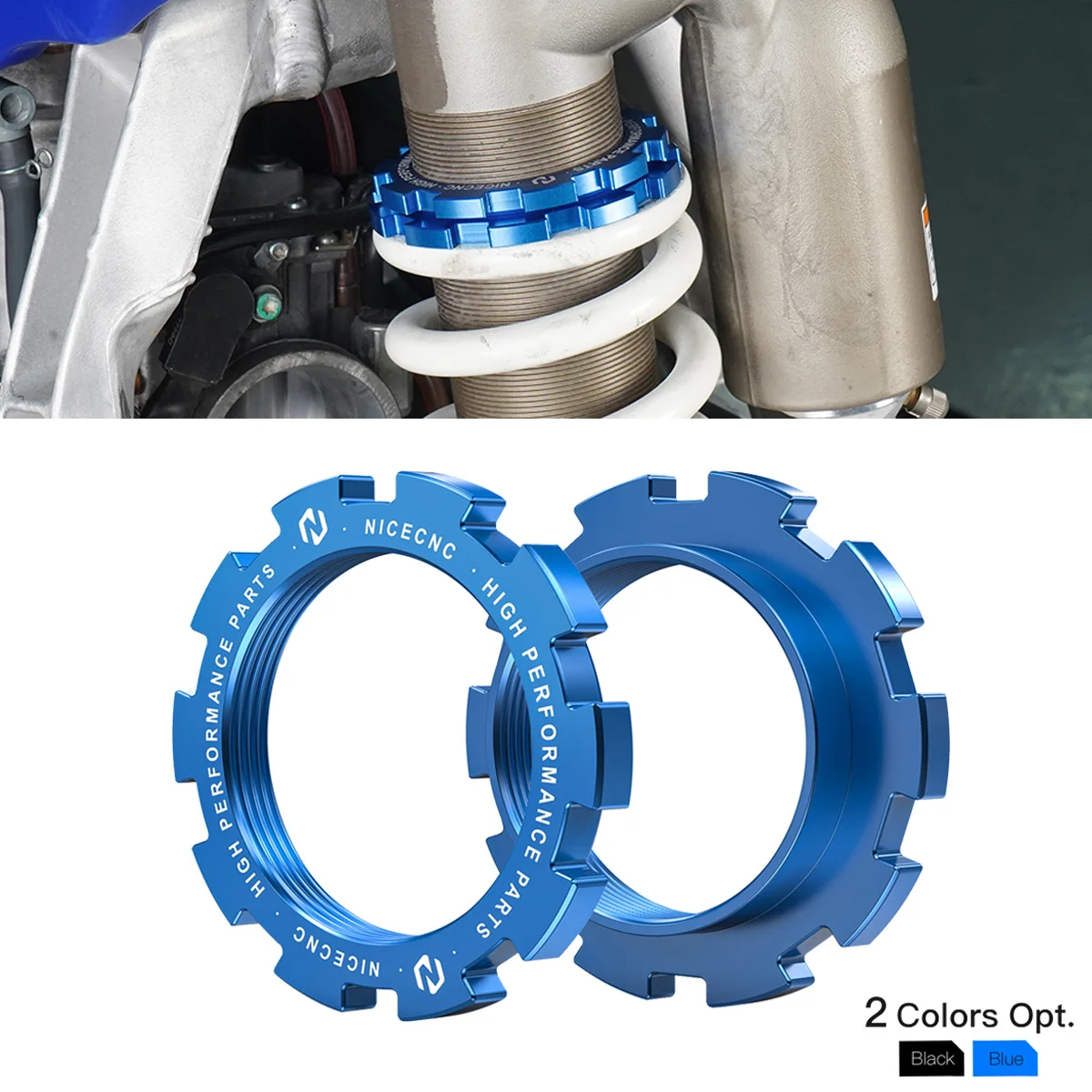 NICECNC For Yamaha YZ125 YZ250 1990-2024 YZ 125X 250X YZ250F YZ450F WR250F WR450F Motocross Rear Shock Spring Seat and Guide Set