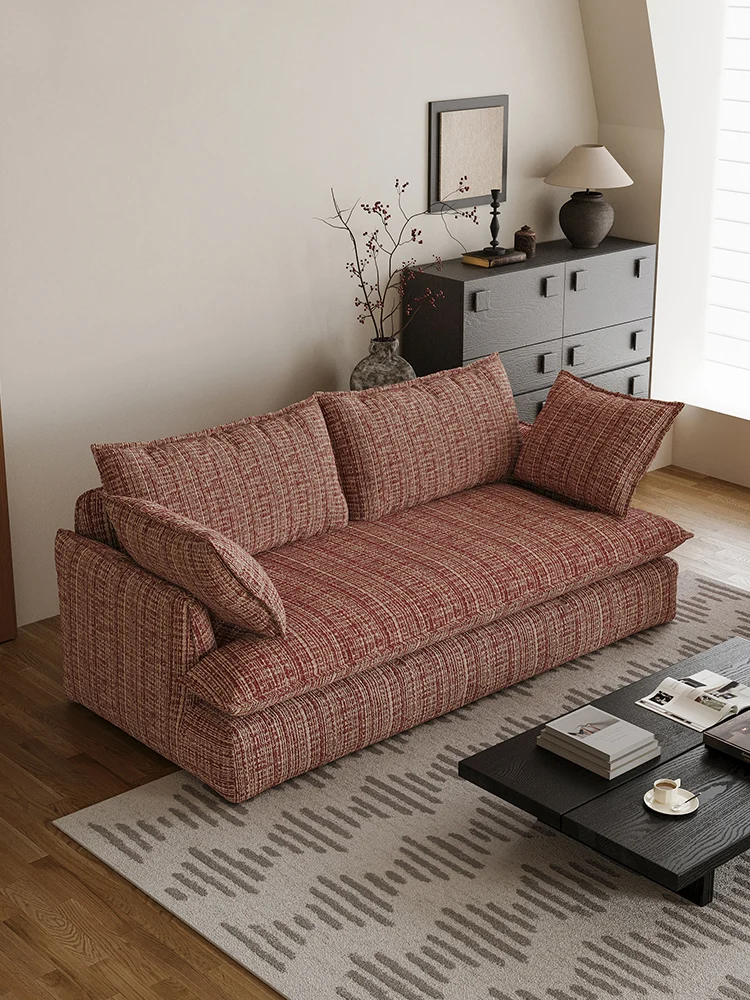 

French retro straight-row sofa designer large and small apartment living room apartment homestay leisure lazy sofa combination