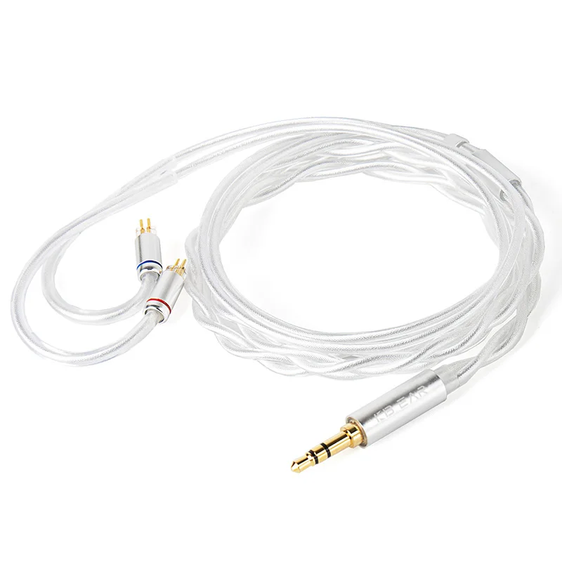 KBEAR Glint 5N High Purity OFC Silver Plated IEM Balance Cable HiFi Wired Earphone Detachable Cable without Mic 2PIN/QDC for KZ