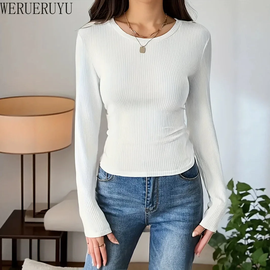 Long Sleeve T-shirt Women Clothes Autumn Winter Y2k Tops Fashion Casual Korean Black White Gray Slim T-shirt for Woman 2026 New