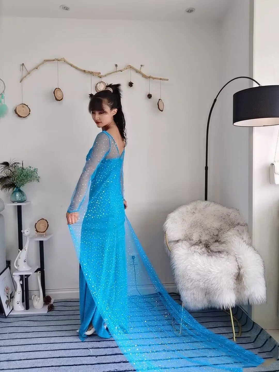 Elsa Princ Dr Ice Age Queen Kostüm Erwachsene Transformation Langes Kleid Halloween Performance Outfit Traditionelles Hanfu Bühnenkleid...