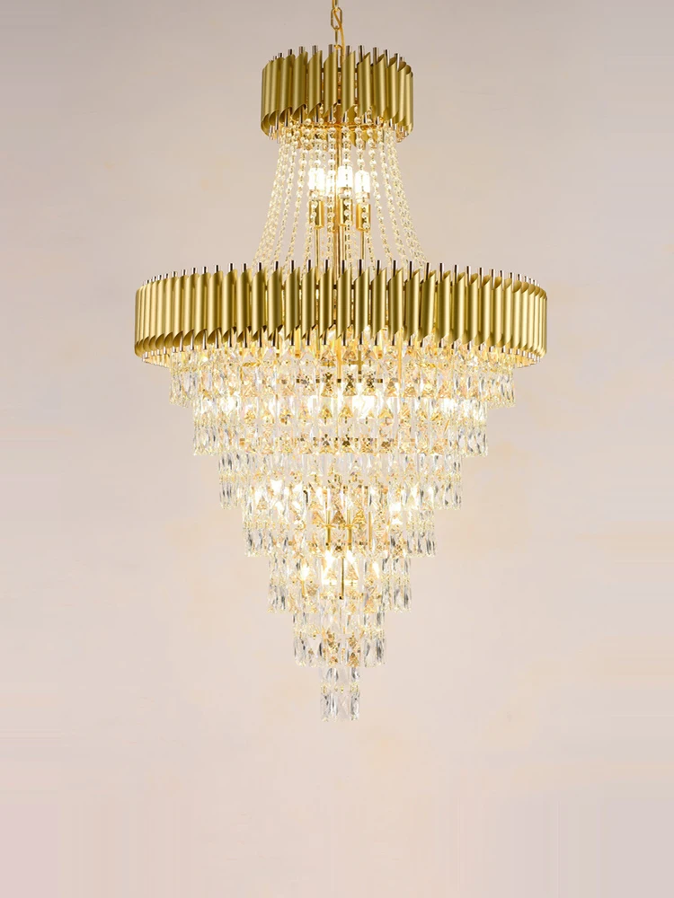 Imagem -05 - Cristal Preto Dourado Led Lustre Lâmpadas Penduradas Suspensão Lustre Lâmpada Luminária para Foyer Escada Moda 2023 k9