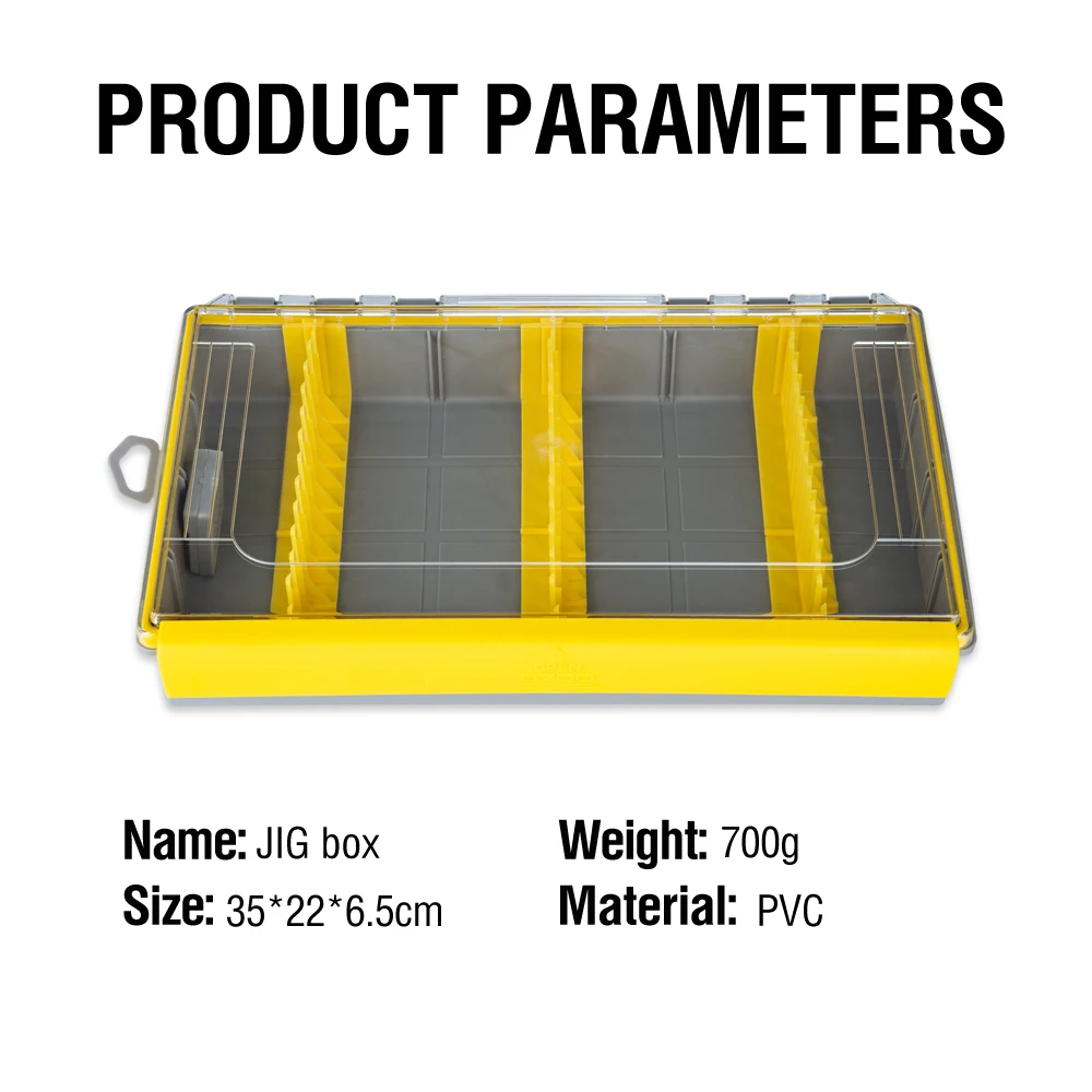 صندوق تخزين أدوات صيد السمك مقاوم للصدأ ومقاوم للماء مع قسم قابل للتعديل قطعة واحدة منظم طعم الصيد مع مقياس