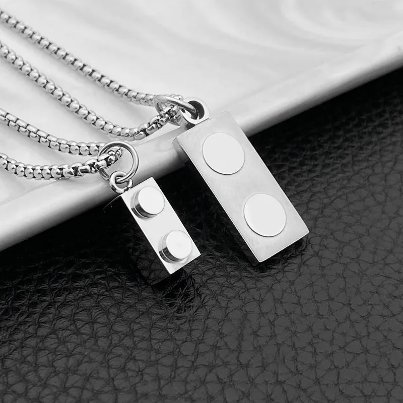 2023 New Lego Granular Necklace Hip Hop Versatile Couple Collar Chain Stainless Steel Necklace Gift Wholesale