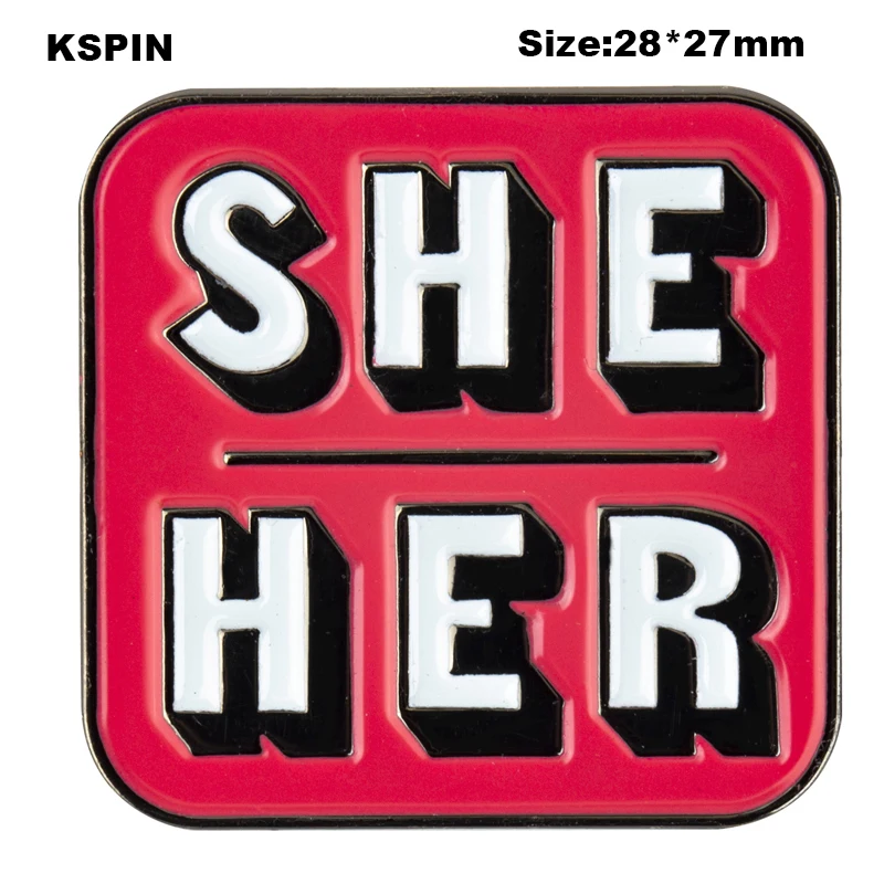 Pronouns Enamel Pins THEY THEM  SHE HER HE HIM Lapel Pins Badges Brooches