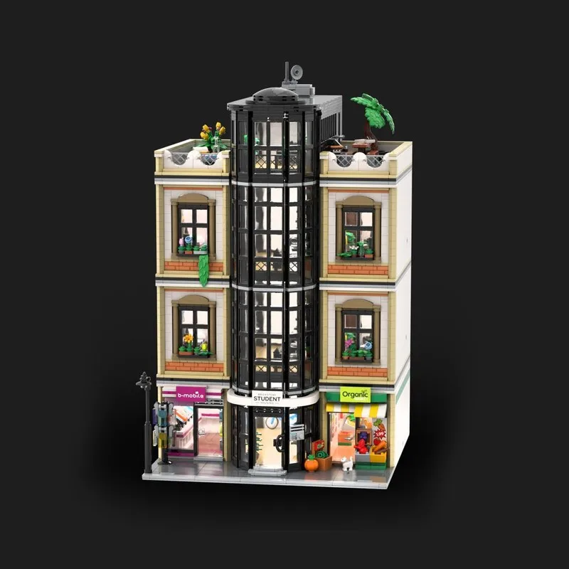 

3990pcs MOC Student Housing Organic Market Mobile Modular Streetscape Model Building Blocks Christmas Gift Architecture Toys