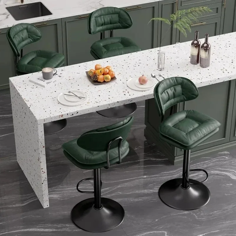 Set of 4 Modern Adjustable Swivel Counter Height Bar Stools for Kitchen Island, Double-Layer Upholstered Bar Chairs