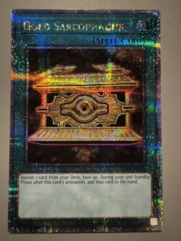 

Yugioh KONAMI Duel Monsters ES01-AE055 Gold Sarcophagus 25th Quarter Century Secret Asian English Collection Mint Card