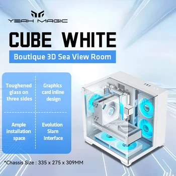 Yeah Magic Cube Gaming PC Case – Columnless Panoramic MicroATX / Mini-ITX Chassis