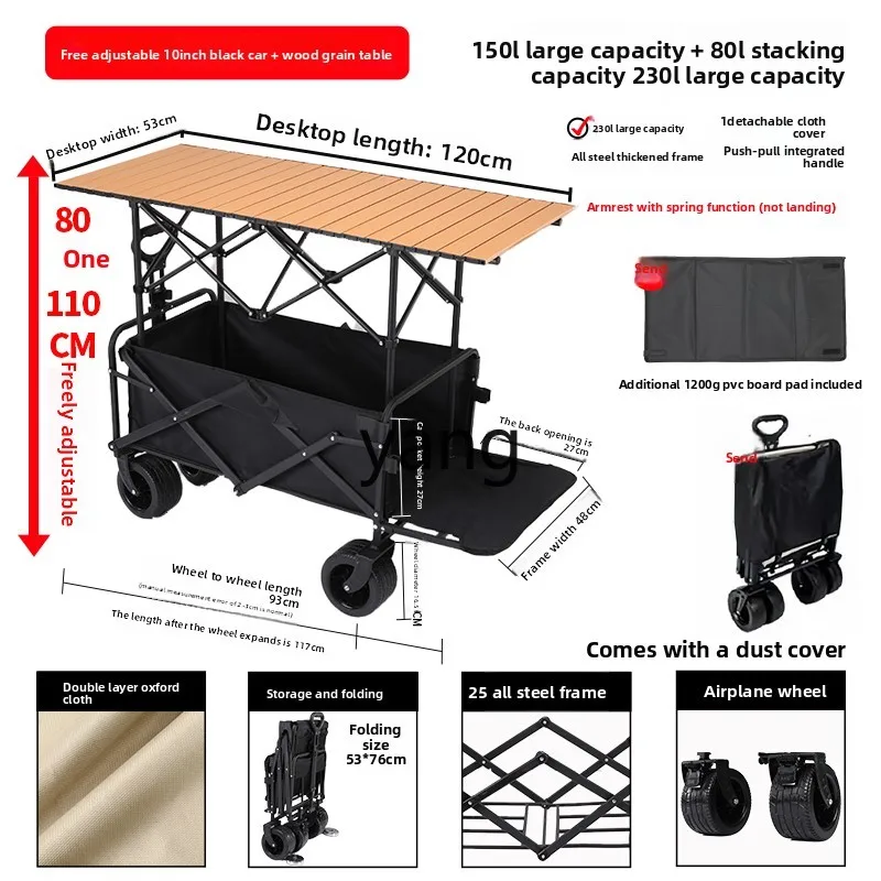 lmm Foldable Cargo Mobile Cart Outdoor Camp Portable Shopping Cart Camping Cart