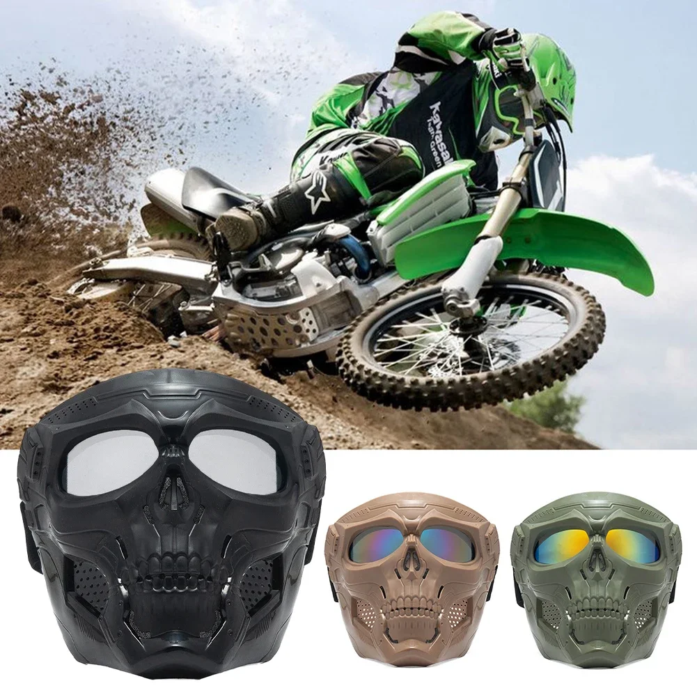 Cycling Colored Goggle Motorcycle Skull Skeleton Mask Windproof Full Face Mask Paintball Game Tactical Protection Helmet Mask