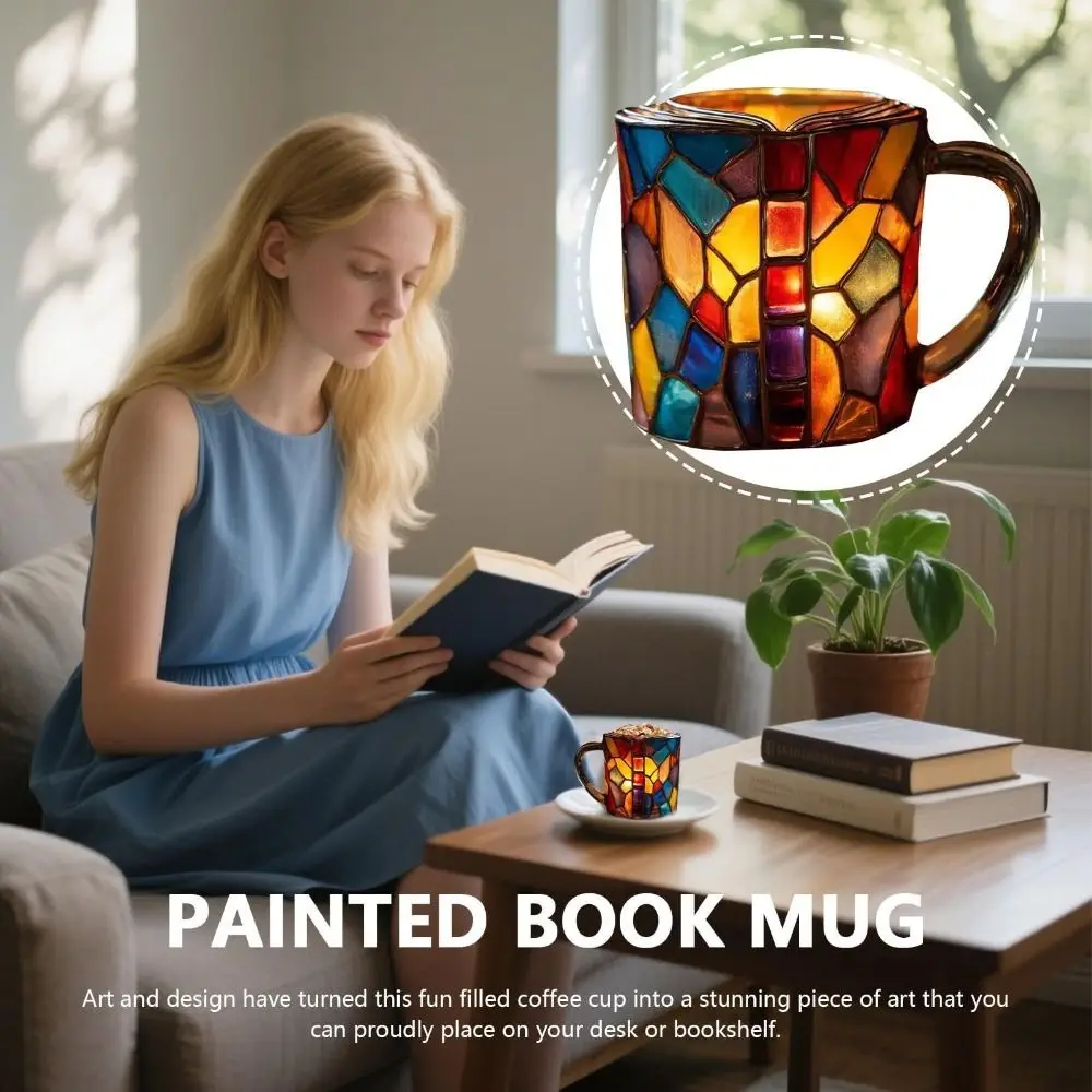 

Креативная безопасная 3D окрашенная книжная кружка, большая емкость, 11 унций, уникальные книги, кофейная кружка, кружка для любителей литературы, кружка для читателей, писателей