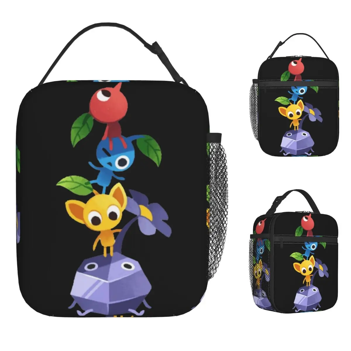 

Забавная сумка для обеда с игрой Pikmin, ланч-бокс для пикника на открытом воздухе для детей, повседневный графический дизайн, термосумка для обеда, оксфордская сумка-холодильник на молнии