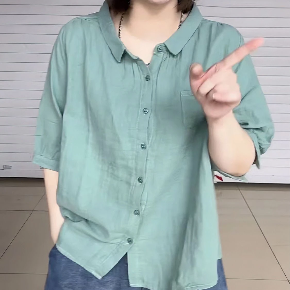 

Slim Fit Silk Cotton Ladies irt Summer New Sle Vintage Color Collar ort Sve Loose Fitting Open Cardigan Top