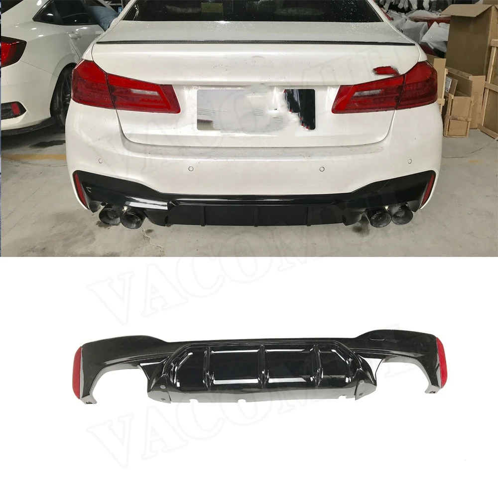 

VACOMUL 5 Series Carbon Fiber Rear Bumper Lip Diffuser Spoiler for BMW G30 G38 M TECH Sport 2017 2018 2019 ABS Gloss Black