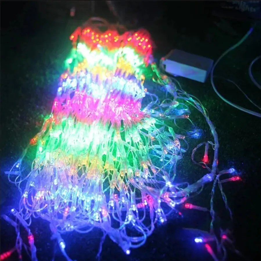 EU/US Plug 3.2*0.6M 420LED 3 Peacock String Lights Outdoor Mesh Net Led Fairy Lights Christma Wedding New Year Decor Garland Lam