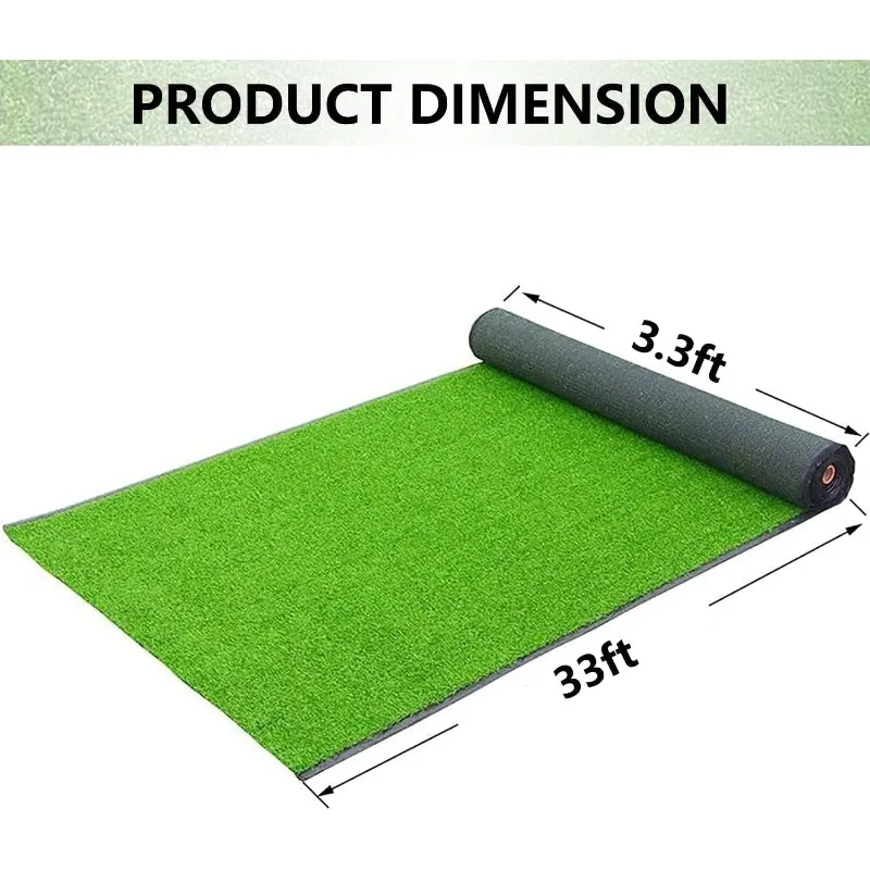 

Artificial Grass Turf Rug, 3.3ft x 33 ft Large Realistic Grass Lawn Carpet Roll,1.18" Thick Synthetic Turf Mat with Drain