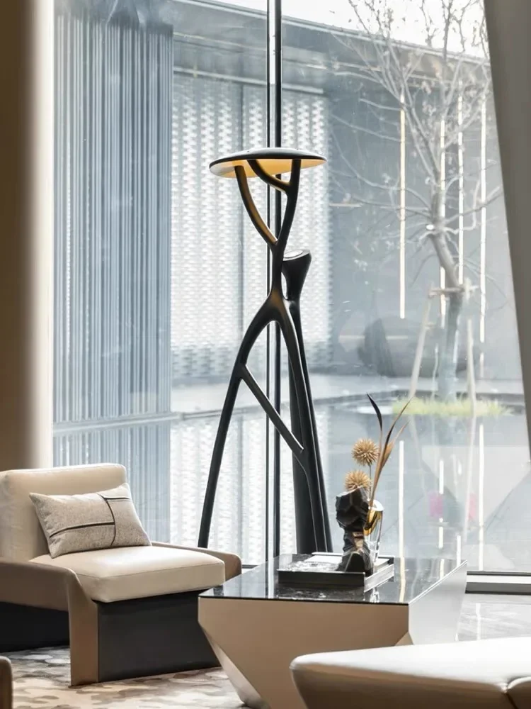 Nordic style hotel lobby floor lamp exhibition hall shopping mall villa living room resin humanoid tree branch sculpture light