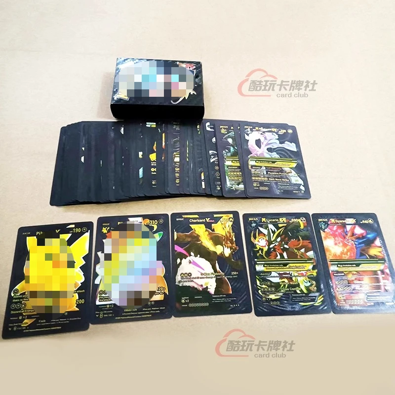 PTCG بطاقة أوراق الذهب بطاقة سوداء بوكيمون قزم الوحش مجلس لعبة EX VMAX بطاقة لعبة جمع الملحق الصبي هدية #6