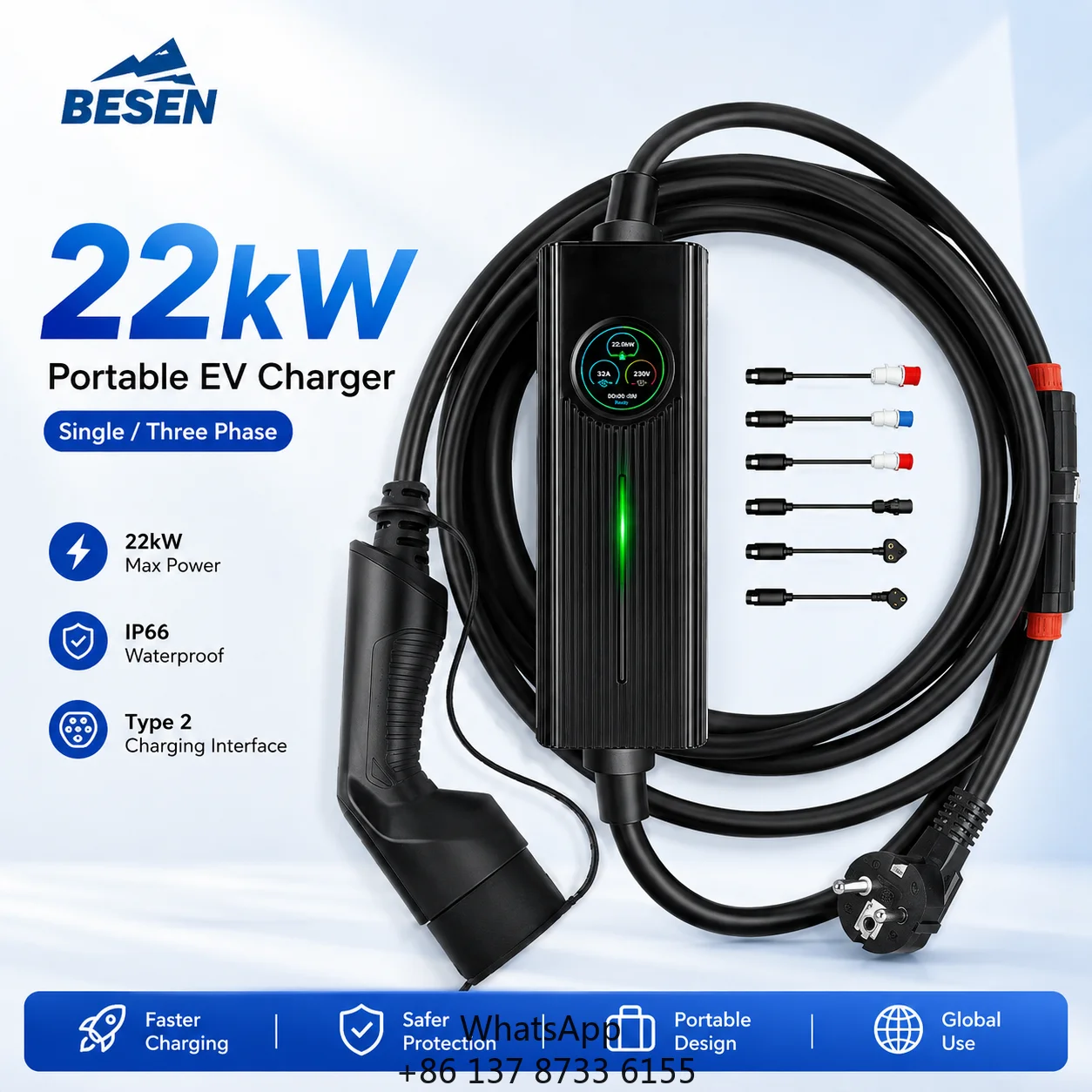 BESEN 3 Phase 22kW PORTABLE CHARGING BOX 32A Electric Charger For Car
