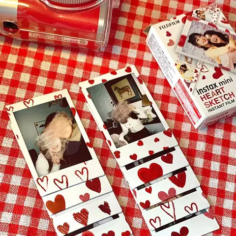 Fujifilm Instax Mini Heart Sketch Instant Camera Film Totaal 10 vellen, (10/20/30/50 vellen) - Herinneringen ophalen overal, overal