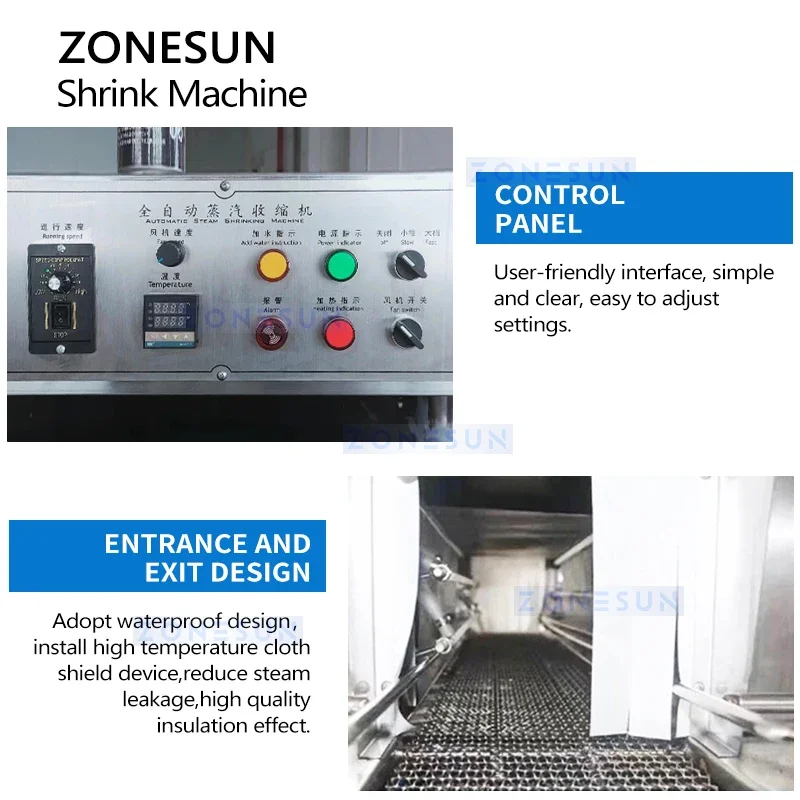 Zonesun-蒸気トンネル包装機、収縮スリーブ、蒸気収縮スリーブ、ZS-ZQ15