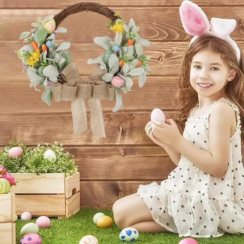 عيد الفصح الربيع جارلاند 15.8 بوصة القوس عقدة الربيع زهرة اصطناعية إكليل عيد الفصح الباب الأمامي ديكور نبات عيد الفصح جارلاند للجبهة
