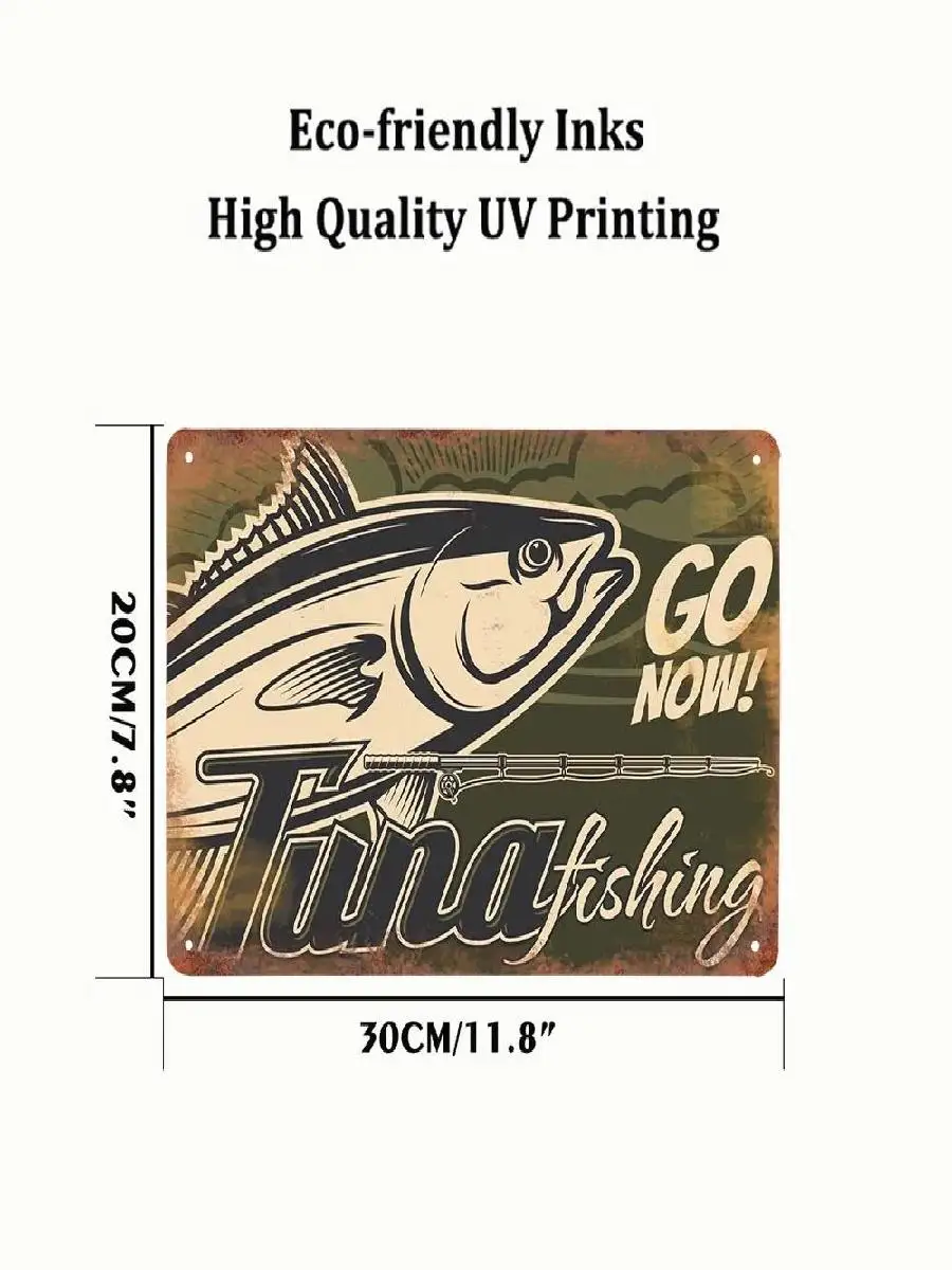 خمر الأسماك الرجعية الصيد تين تسجيل اللوحة xcm جدار معدني ديكور ملصق العتيقة نمط لوحة حديد للديكور المنزل مثالية ل