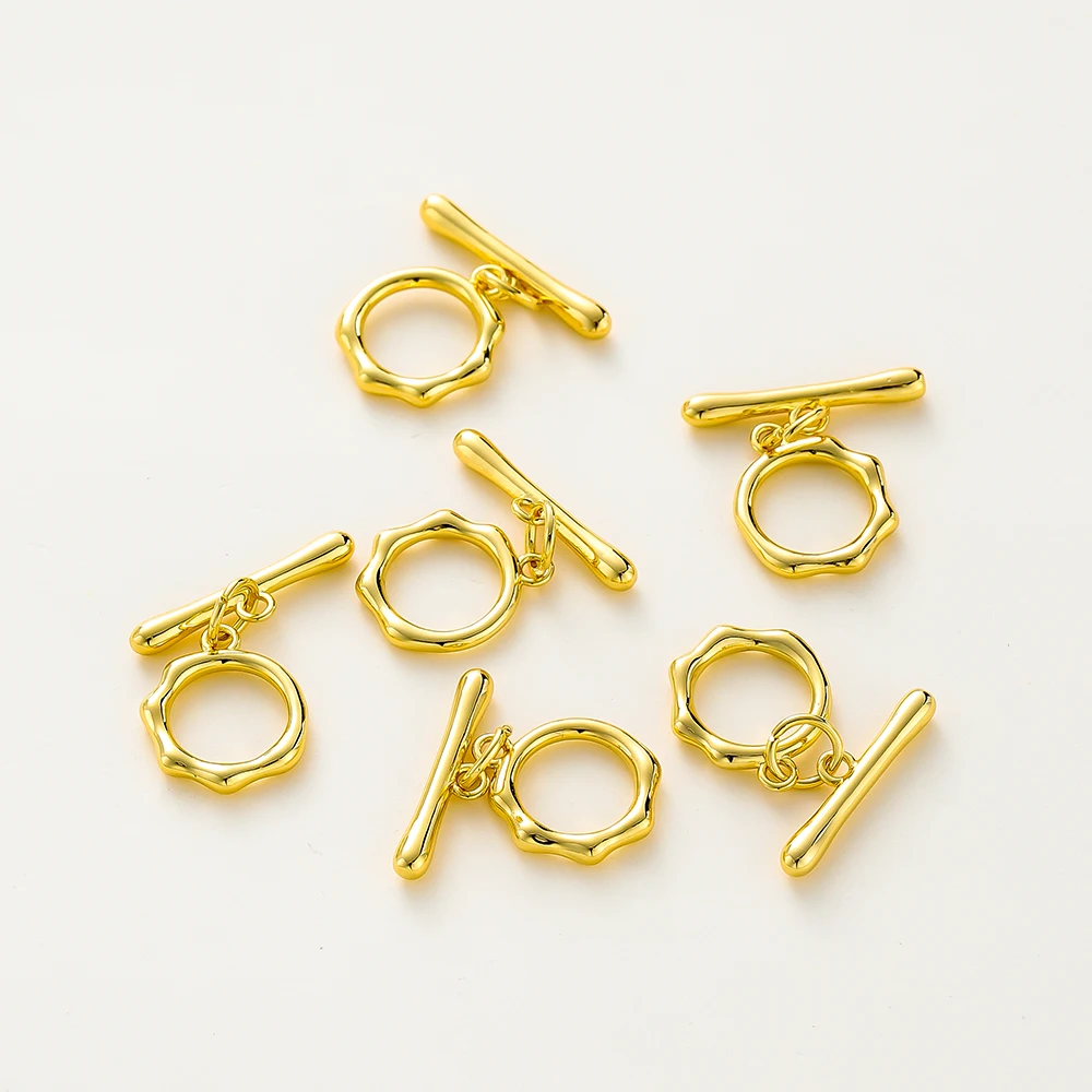 6Pcs 18/14K Gold Plated Brass OT Clasps Jewelry Components for DIY Necklace Bracelet Jewelry Making Findings Accessories