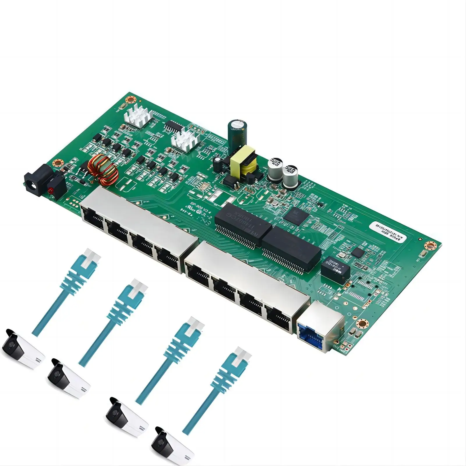 Factory custom Ethernet Switch PCB 100Mbps 9 Port IndustrialPoE Home Network Ethernet Switch Module For Camera Gaming ODM OEM