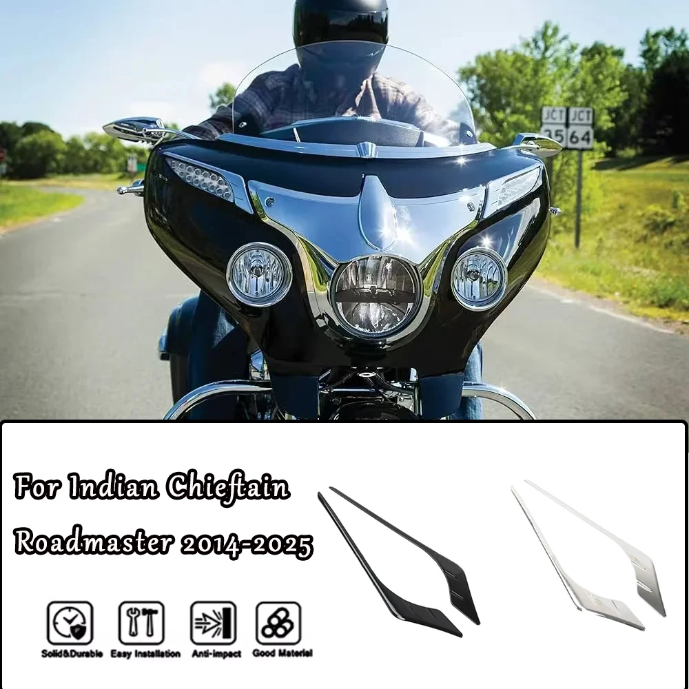 ไฟเลี้ยวหน้ารถมอเตอร์ไซค์ Indian Chieftain Roadmaster ปี 2014-2025 สีดำโครเมียม ทำจากพลาสติก