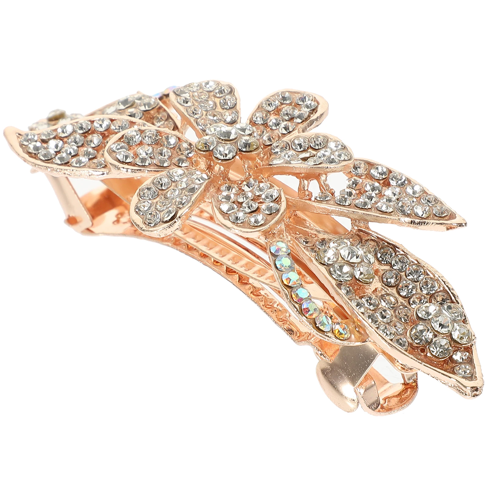 

Flower Hairpin Clips Pink Rhinestone Metal Accessories for Women Thick Hair Barrettes Styling Wedding Party Everyday Use