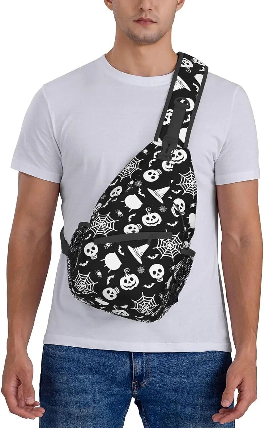 Cobweb Ghost Cartoon Halloween escursionismo zaini Crossbody Sling zaino borsa a tracolla borsa a tracolla per viaggi in bicicletta all'aperto