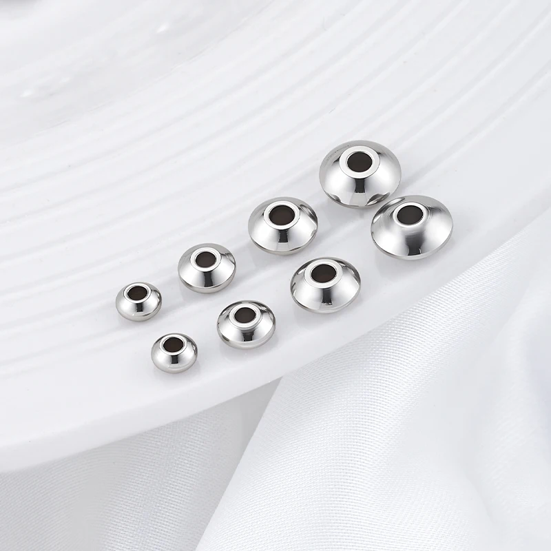 

50Pcs Stainless Steel 4-8mm Round Flat Loose Spacer Beads for Jewelry Making DIY Bracelet Necklace Accessories Bulk Wholesale