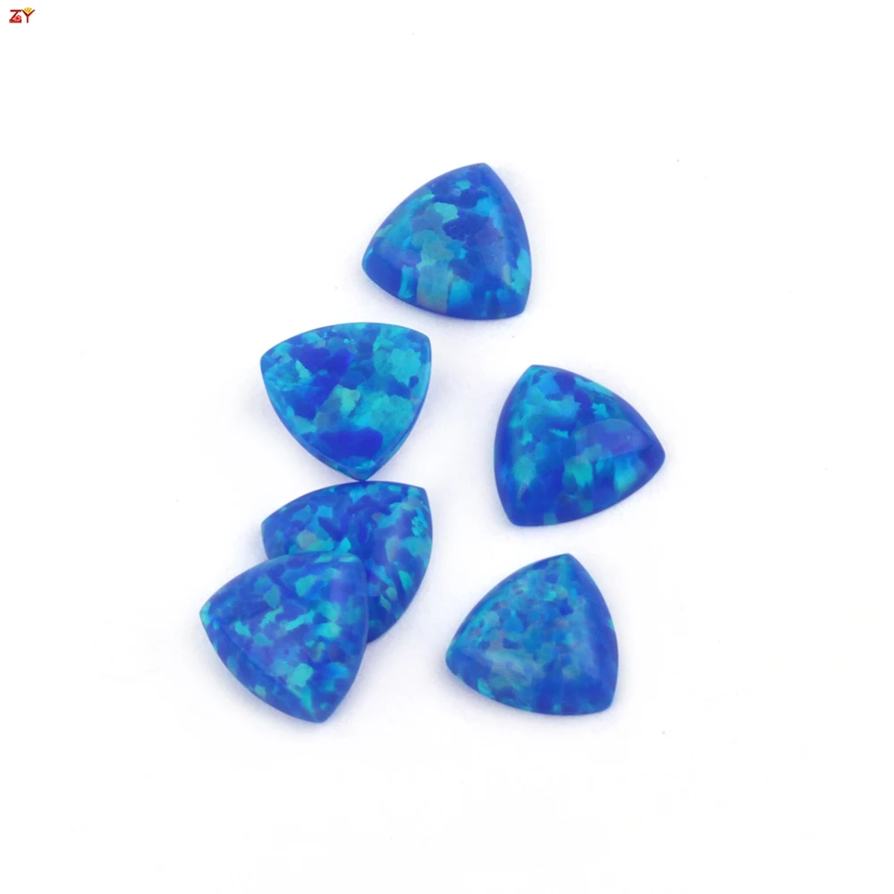 

Hot Sale 20pcs/lot Triangle Trillion Shape Gems Blue White Synthetic Fire Opal Stone