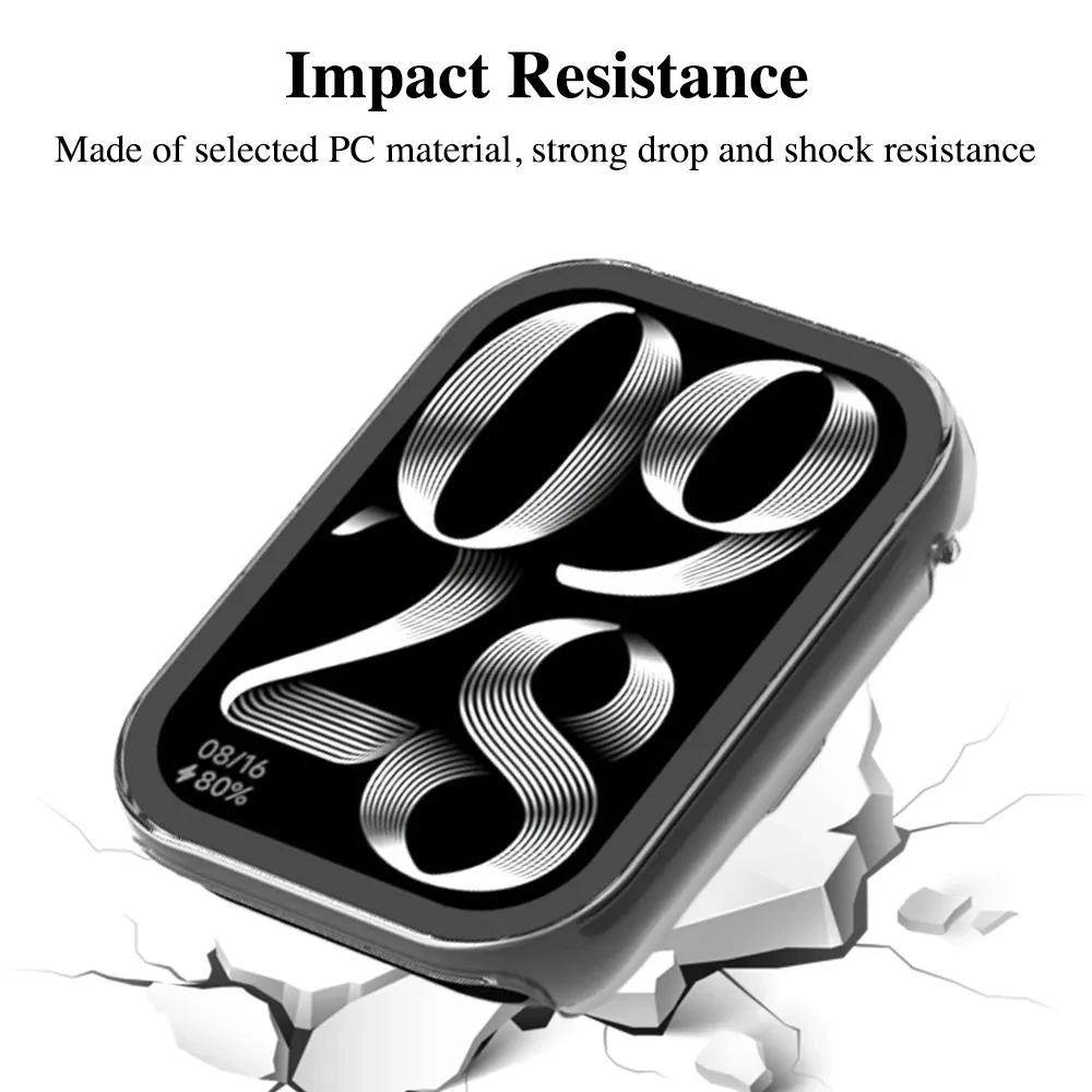 Tempered Glass+PC Case For Xiaomi Mi Band 8 Pro Full Screen Protector Bumper Cover For Xiaomi Mi Band 8/8 Active Accessorie