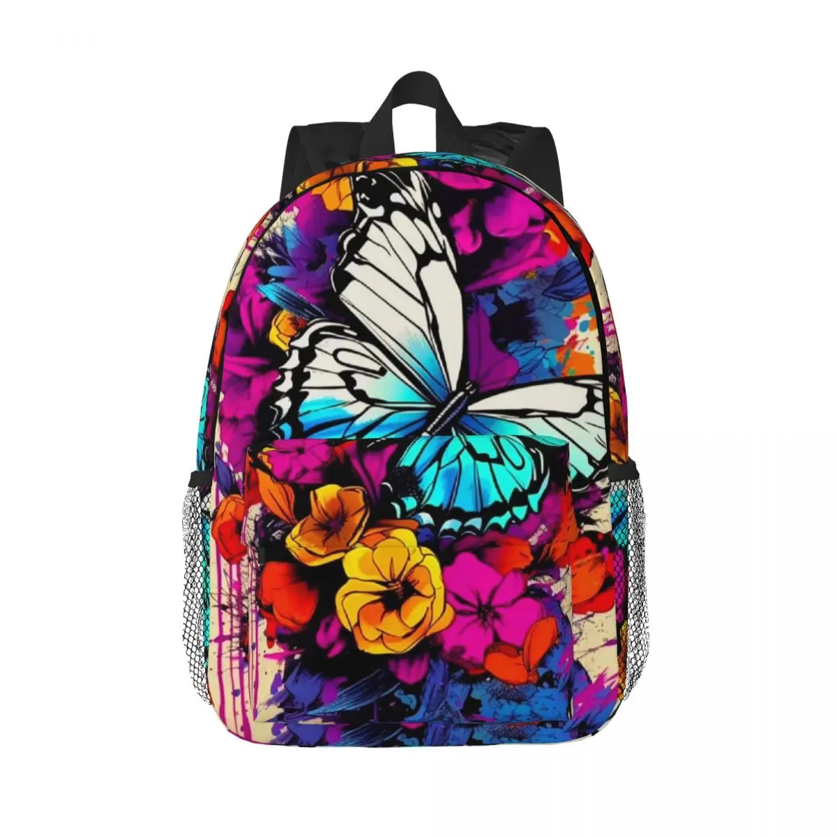 

Colorful Bright Butterfly Backpack Hot Sale Daypack Large Capacity Boy Girls BookBag Shoulder Bags for Men Women Kids School Bag