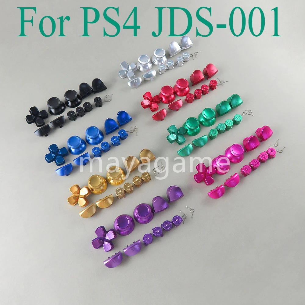 10sets JDM010 JDS001 Metal Bullet Thumbstick Cap L1 R1 L2 R2 D-pad Aluminum Button for PS4 Slim Pro Controller