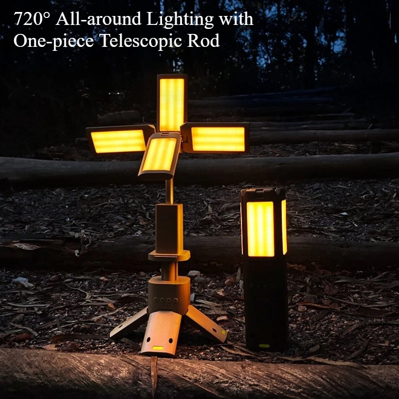 

Телескопический светодиодный фонарь для кемпинга на колесах, 6000 лм, супер яркий, 14000 мАч, магнитный, вращающийся, перезаряжаемый, уличный, походный, рыболовный, палатка, лампа