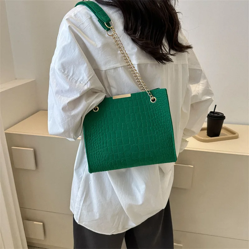 Solid Color Women New Tide Fashion Crossbody Large Capacity Crocodile Print Shoulder Bag Girls Casual Handbag Bags for Women