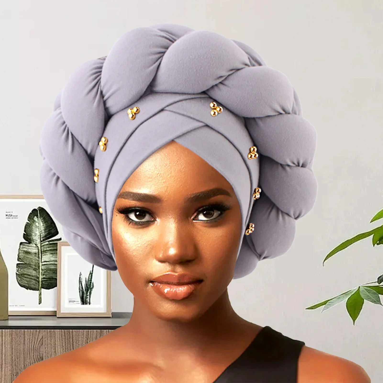 الحجاب الأمريكي الأفريقي بلون رئيس التفاف قبل تعادل قبعة صغيرة ملتوية لينة الملتوية التفاف أغطية الرأس العمائم للنساء الفتيات