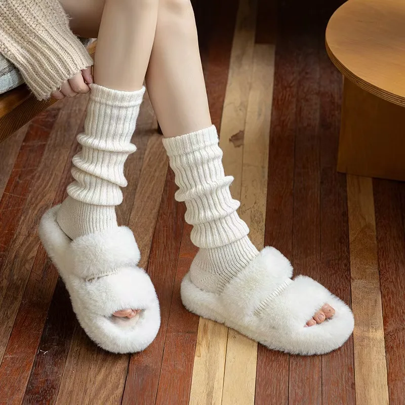 Foot Stocking Set Women's Autumn and Winter Korean Style Long Barrel Snow Stacking Socks Leg Solid Color Warm Dancing Yoga Socks