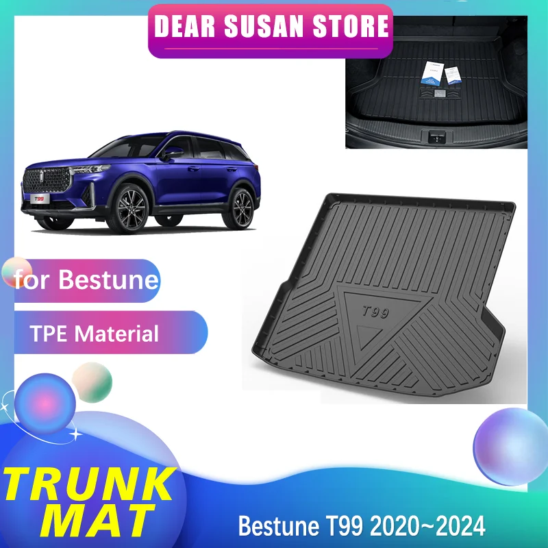 

Car Rear Trunk Mat for FAW Bestune T99 2020~2024 2021 2022 2023 Waterproof Carpet Panel Custom Liner Pad Cover Tray Accessories