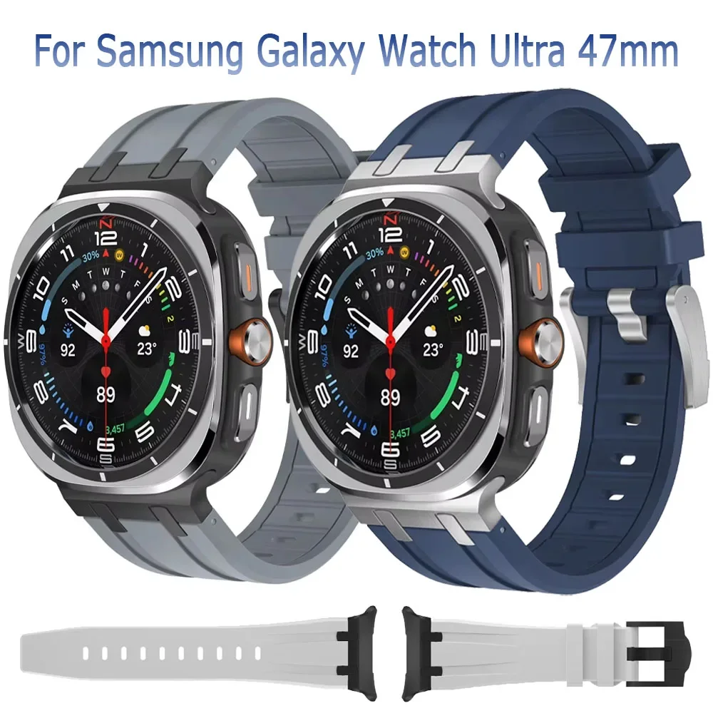 

Мягкий силиконовый ремешок для Samsung Galaxy Watch Ultra 47 мм, браслет с металлической пряжкой для Galaxy Watch 7 Ultra, аксессуары для ремня
