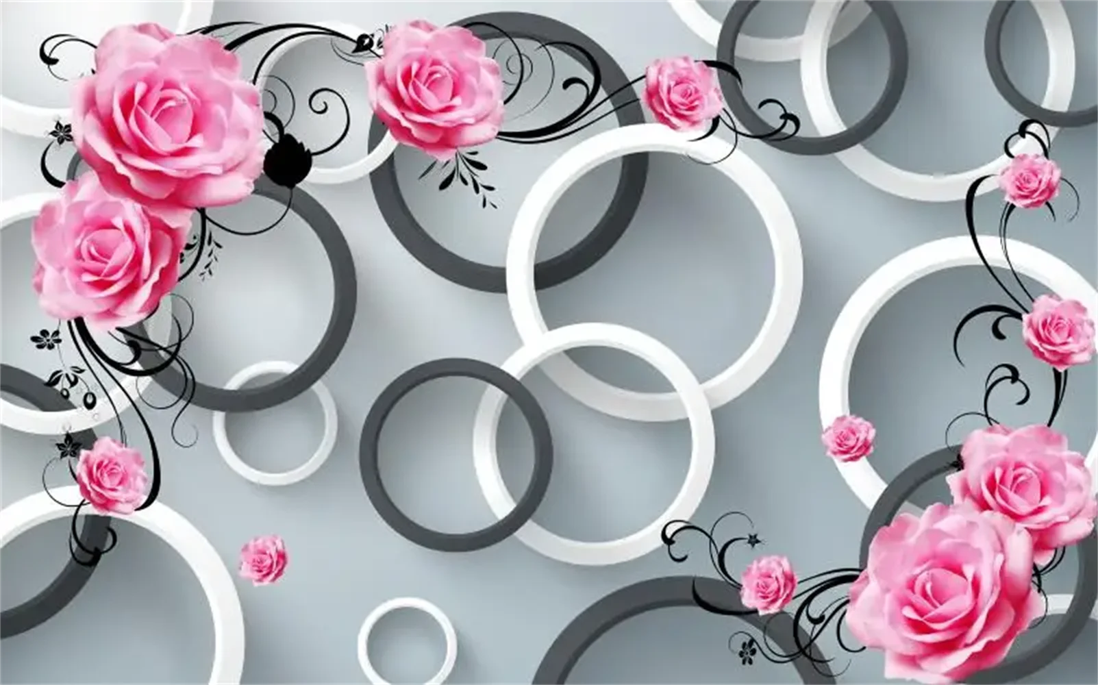 

Фотообои 3D с розами, вогнуто-выпуклые, стереоскопические, для декора стен телевизора, 3D-картина для домашнего интерьера